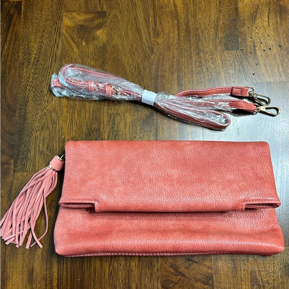 Moda Luxe Clutch Crossbody Purse Salmon Color New!